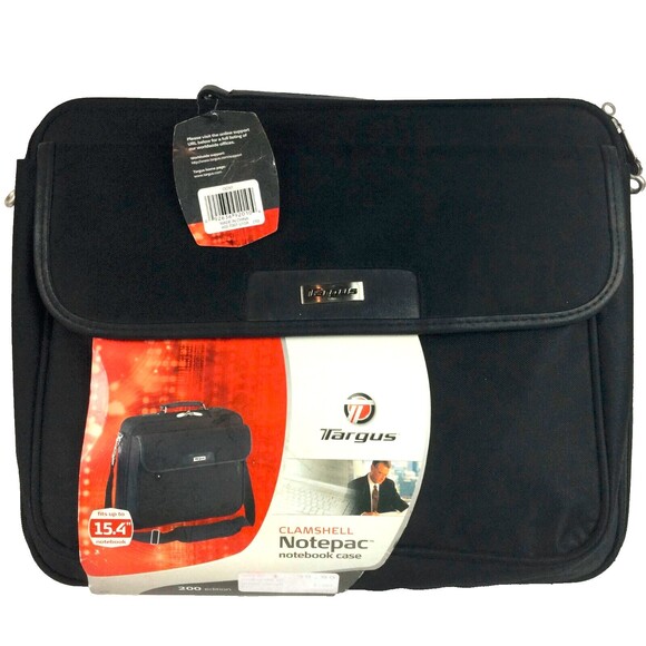 Targus Laptop Bag - Black - Clamshell Notepac - Padded - Messsenger- 15.4" - NWT - Picture 1 of 8